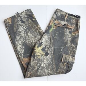 VTG Field Staff Men's Camo Cargo Pants Baggy Sz L Mossy Oak Adjustable Waist Y2k